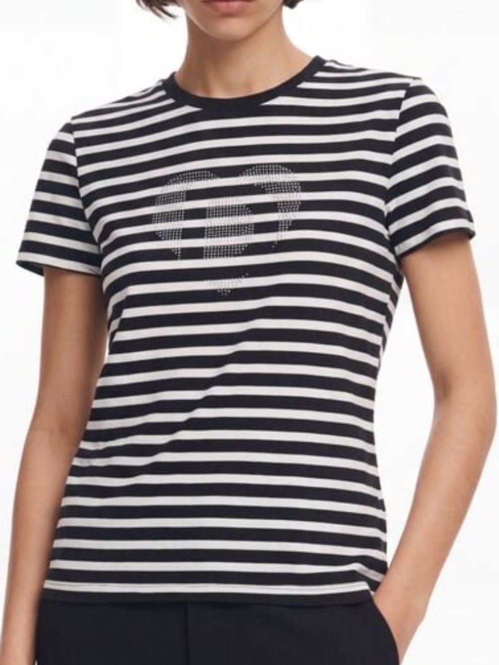 DESIGUAL STRIPED HEART T-SHIRT